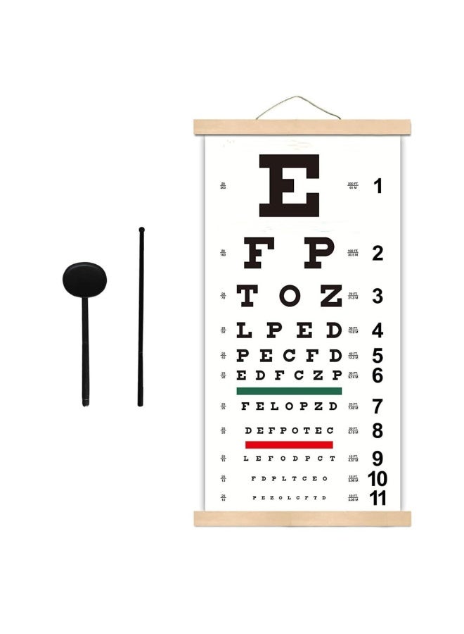 Eye Chart with Fixing Sticker with Wooden Frame 56x26cm Eye Charts for ExamsIdeal for Doctor's OfficeSchool, Home - Image 1
