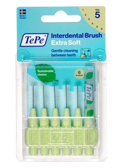 تيبي TePe Interdental Brush Extra Soft Green 0.8 mm 6's  - Image 1