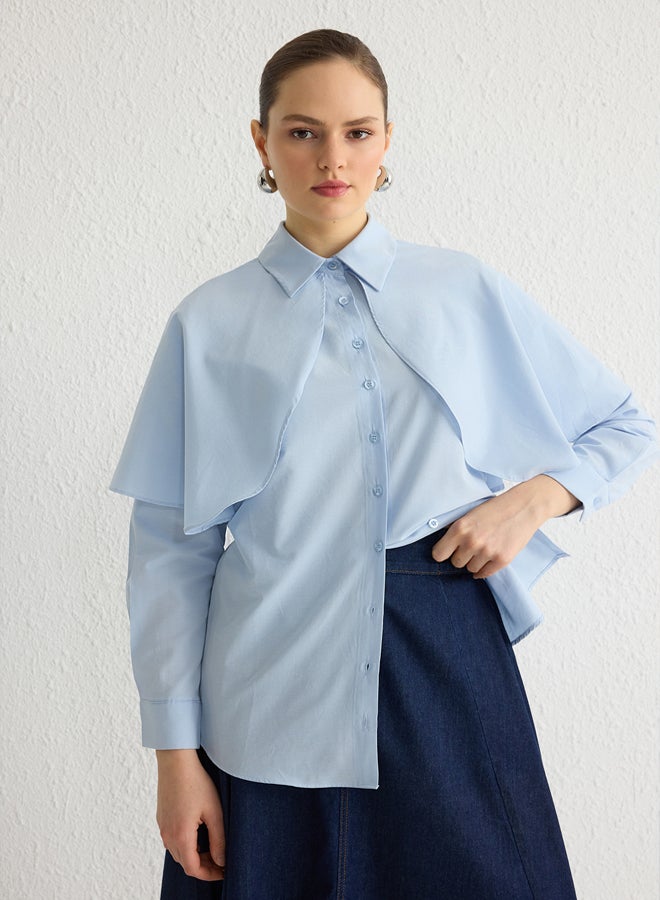 trendyol Blue Cape Detailed Woven Shirt TCTSS25TG00005 - Image 1