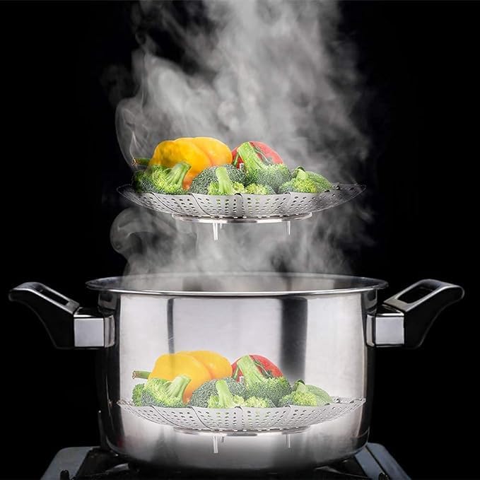 OFFERZONE Vegetable Steamer Basket Stainless Steel Vegetable Steamer for Cooking Vegetable FruitsSaladSteaming with Insert for Pots Crock Pans Food Drain Bowl - Image 3