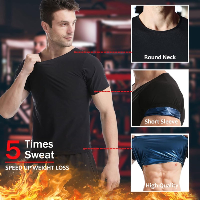 Sauna Shirt for Men, Short Sleeve Sauna Suit for Men, Sweat Body Shaper Sauna Vest for Men Gym Exercise Sauna Top - Image 5