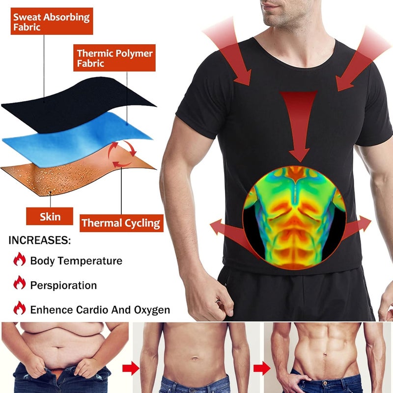 Sauna Shirt for Men, Short Sleeve Sauna Suit for Men, Sweat Body Shaper Sauna Vest for Men Gym Exercise Sauna Top - Image 4