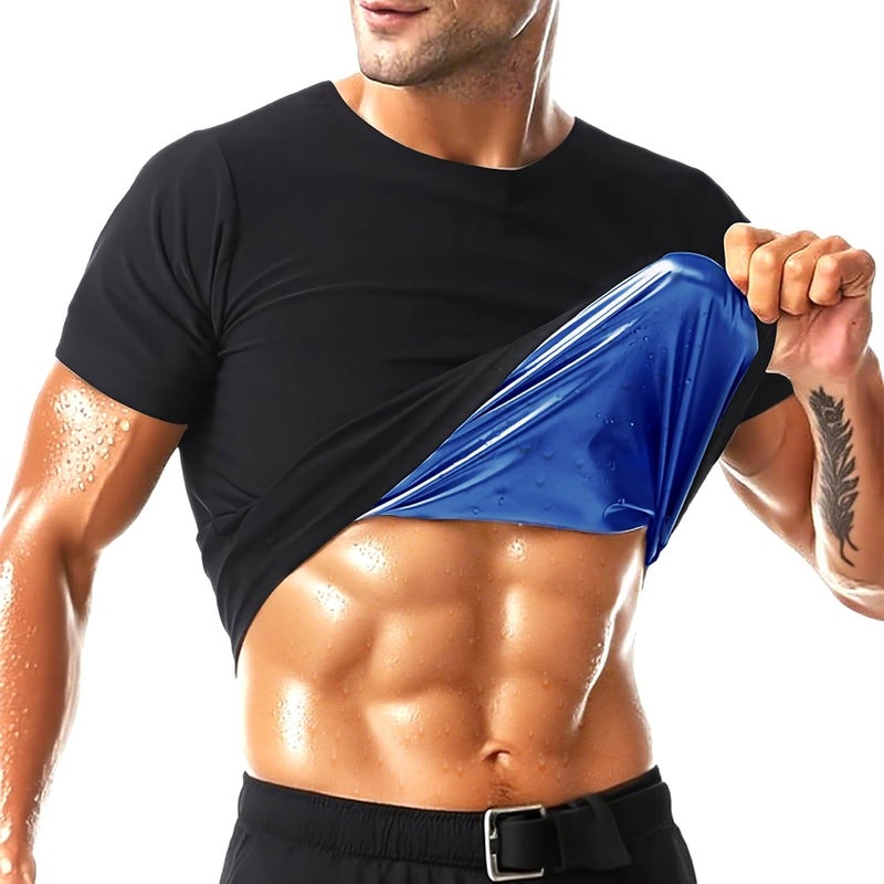 Sauna Shirt for Men, Short Sleeve Sauna Suit for Men, Sweat Body Shaper Sauna Vest for Men Gym Exercise Sauna Top - Image 1