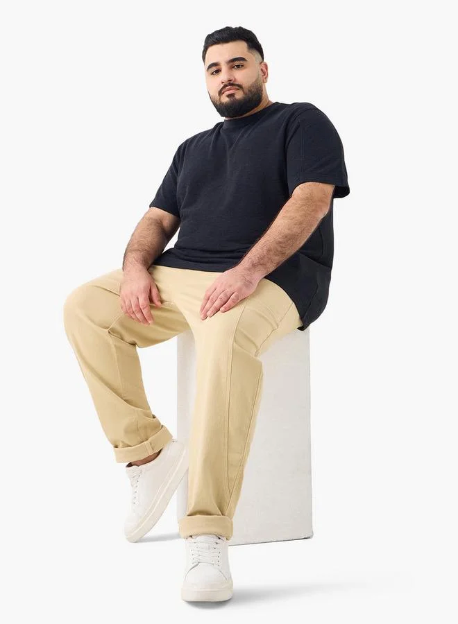 Splash FAV Plus Size Textured Crew Neck T-shirt