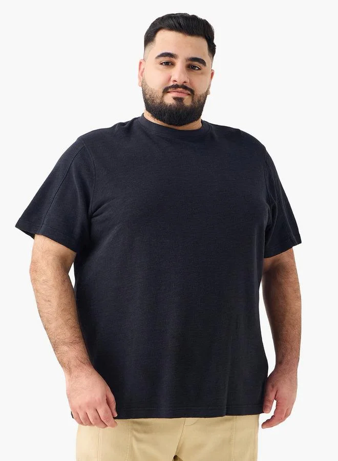 Splash FAV Plus Size Textured Crew Neck T-shirt