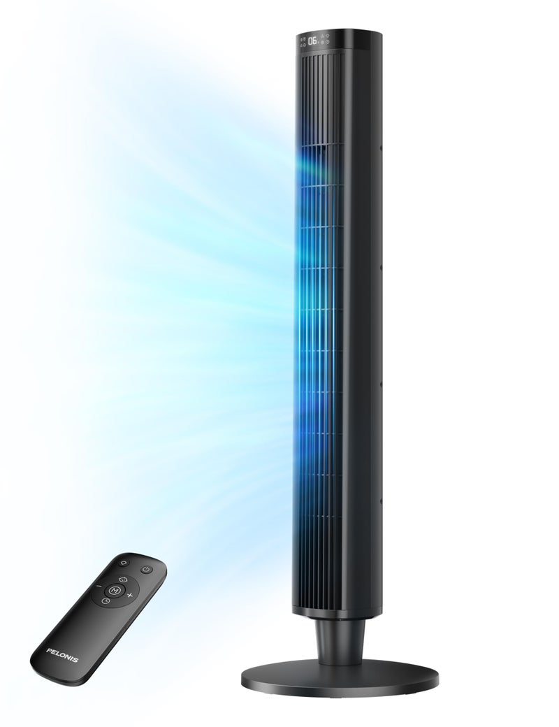 PELONIS 42Inch Tower Fan for Bedroom  26fts 90 Oscillating Tower Fan with Remote Control LED Display  Floor Fan for Indoors with 6 Speeds 4 Modes and 24Hour Timer  ETL Certified