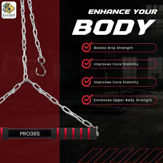 PRO365 Rotational Chin Up Bar | Monkey Bar | In Room Kids Hanging Rod | Height Growth | Heavy Duty Chain | Home Gym Equipment | - Image 3