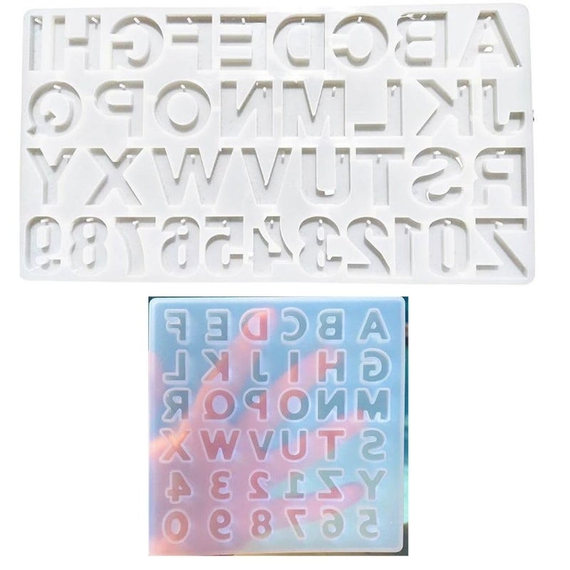 Snoogg SNOOGG Pack of 2/2 Piece of Small and Big Size ABCD Mold Mould Epoxy Resin Casting Moulds for Resin, Resin Casting Alphabet Number Molds, Reusable Epoxy Molds for DIY Keychain Pendant Earring  - Image 1
