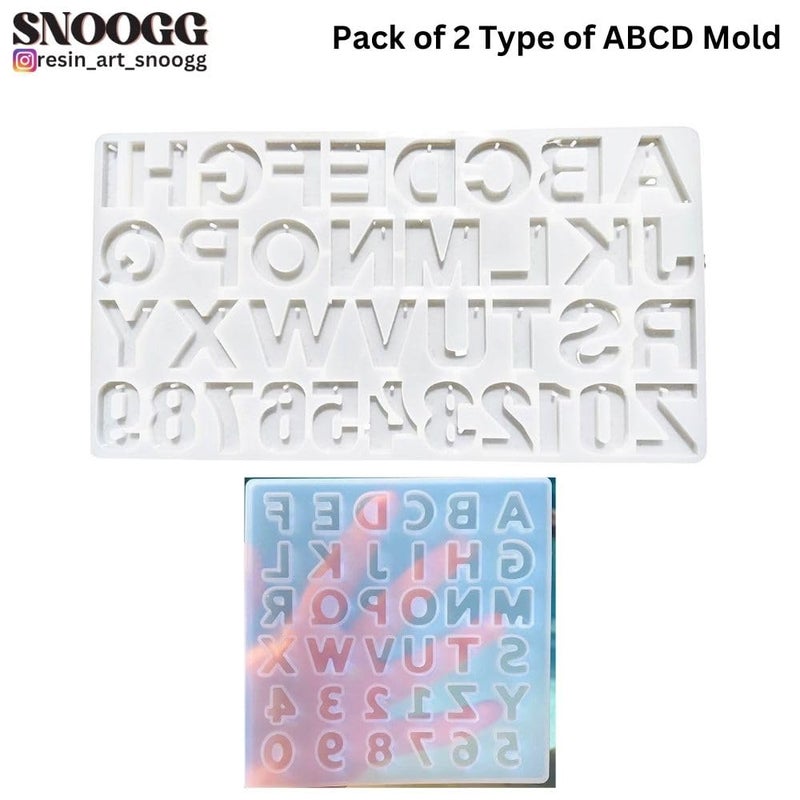 Snoogg SNOOGG Pack of 2/2 Piece of Small and Big Size ABCD Mold Mould Epoxy Resin Casting Moulds for Resin, Resin Casting Alphabet Number Molds, Reusable Epoxy Molds for DIY Keychain Pendant Earring  - Image 2