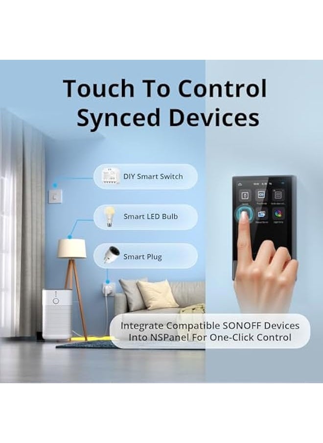 Smart Switch, 2-Switch Panel Home Control, WiFi Smart Scene Wall Switch with Touchscreen, Smart Temperature Function, Lights Control, Compatible with Alexa and Google Home, NSPanel,Black