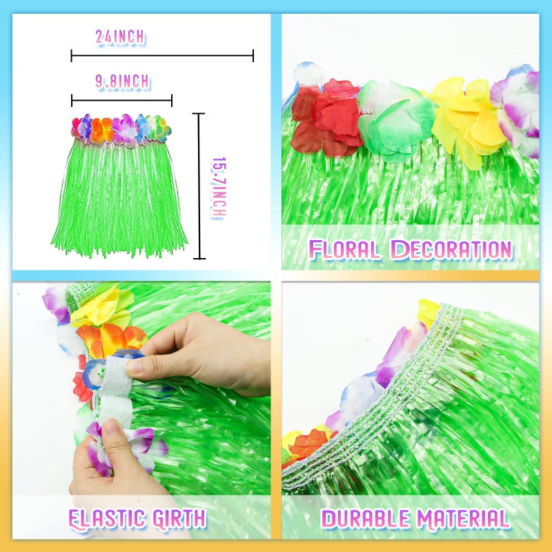 Pistroy 60 Pcs Hawaiian Luau Hula Skirts Decorations, Hawaiian Grass Skirts Leis Necklaces Bracelets for Tropical Beach Holiday Decorations Tropical Themed Dance - Image 5