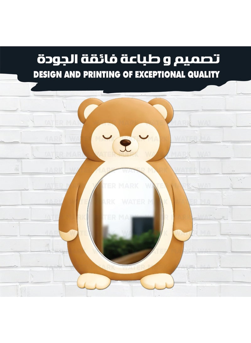 مرآة حائط للأطفال علي شكل  دب  للجنسين مصنوعة من خشب عالي الجودة بتصميم لطيف لمسة ديكور عصرية، آمنة تمامًا للصغار وغير قابلة للكسر، خفيفة الوزن وسهلة التركيب لتضفي أناقة على غرفة الطفل - Image 3