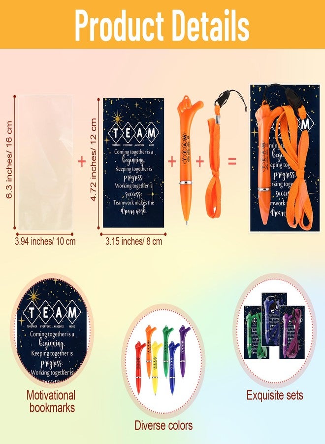 Sayglossy 36 Set Bulk Medical Team Gifts Employees Appreciation Thumbs up Pens with Lanyard Teamwork Motivational Bookmarks Team Building Gifts for Office Staff Coworkers Teacher Nurse - Image 3