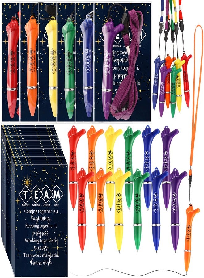 Sayglossy 36 Set Bulk Medical Team Gifts Employees Appreciation Thumbs up Pens with Lanyard Teamwork Motivational Bookmarks Team Building Gifts for Office Staff Coworkers Teacher Nurse - Image 1