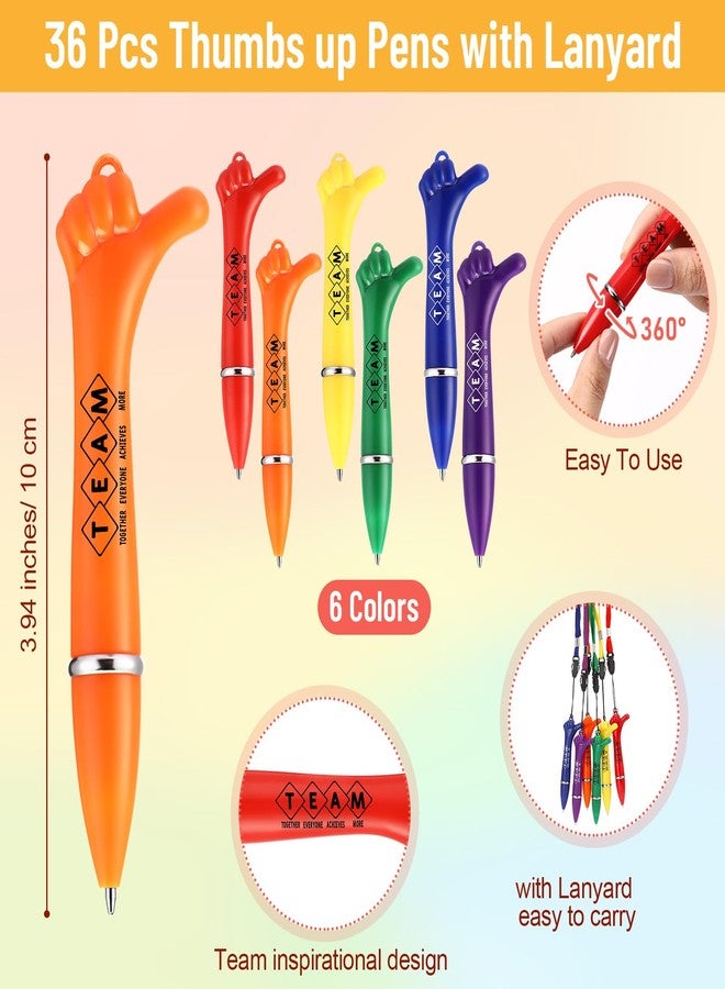 Sayglossy 36 Set Bulk Medical Team Gifts Employees Appreciation Thumbs up Pens with Lanyard Teamwork Motivational Bookmarks Team Building Gifts for Office Staff Coworkers Teacher Nurse - Image 2