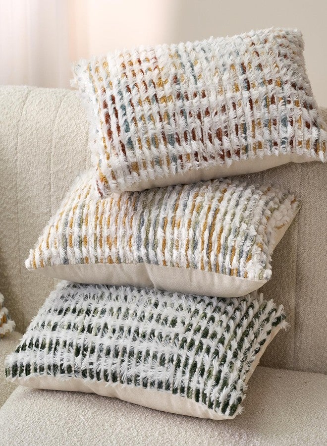 Aeckself Boho Chenille Tufted Pillow Cover 12x20 Inch, Rectangle Decorative Lumbar Throw Pillow Cover Neutral Pillowcase for Couch Bedroom Living Room, Green White - Image 5