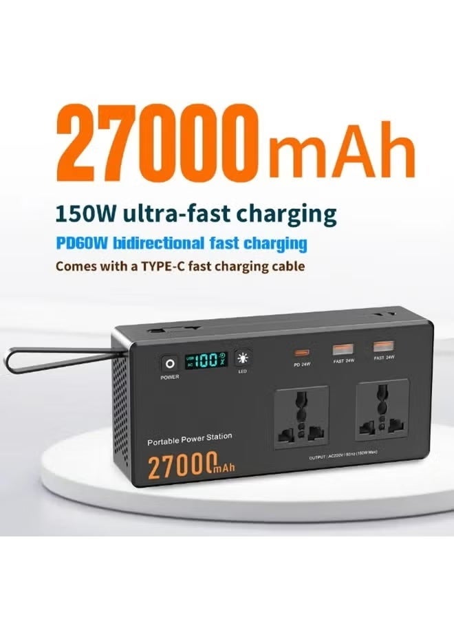Blue 150W Mini Portable Power Station 27000mAh with AC Outlet, 60W USB-C Fast Charging, Compact Emergency Backup Battery for Laptop, Phone, Travel, Camping & Home Power Backup - Image 4