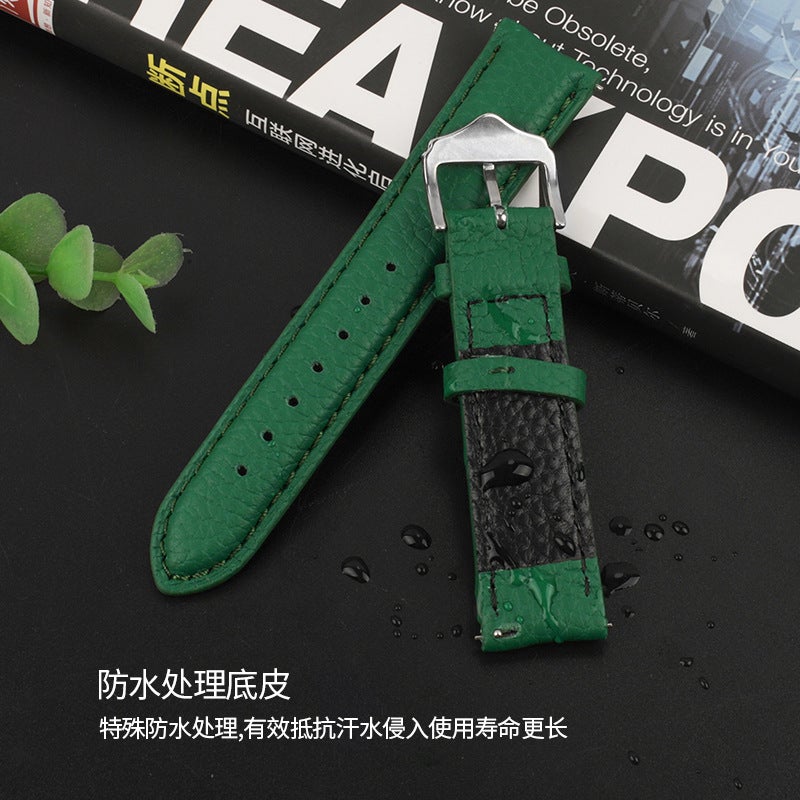 New Business Pebbled Waterproof Leather Strap Smart Quick Release First Layer Cowhide Wristband 18/19/20/22Mm - Image 5