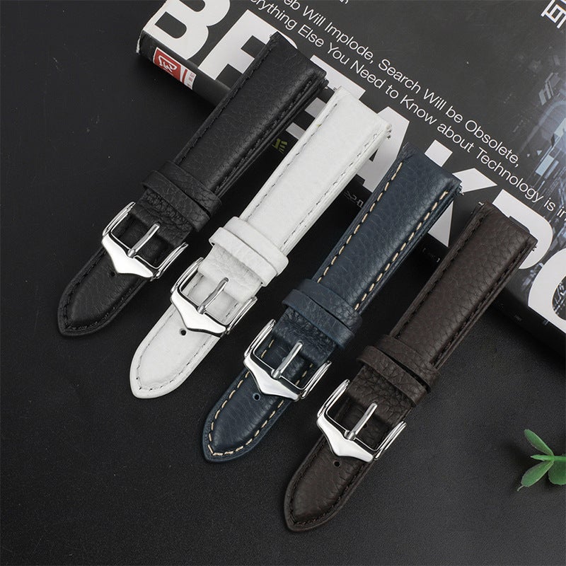 New Business Pebbled Waterproof Leather Strap Smart Quick Release First Layer Cowhide Wristband 18/19/20/22Mm - Image 2