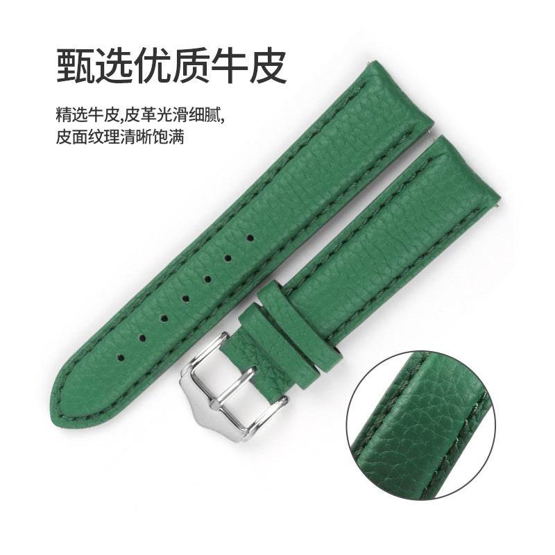 New Business Pebbled Waterproof Leather Strap Smart Quick Release First Layer Cowhide Wristband 18/19/20/22Mm - Image 4