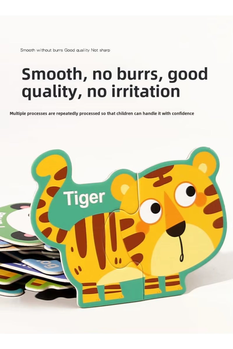 لغز مغناطيسي على شكل حيوانات للأطفال عمر ٣ سنوات فأكثر – لعبة تركيب وموائمة خشبية بقطع مغناطيسية متداخلة - Image 5