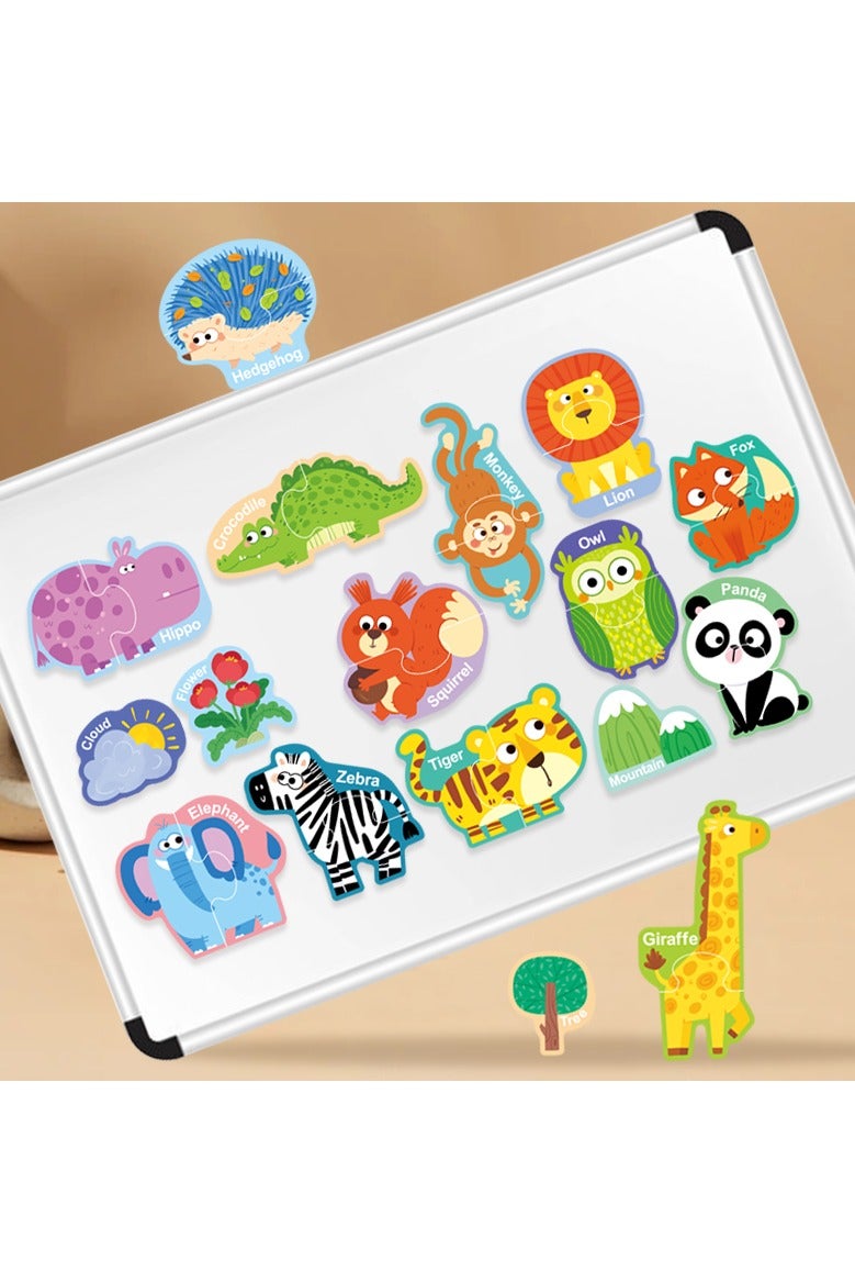 لغز مغناطيسي على شكل حيوانات للأطفال عمر ٣ سنوات فأكثر – لعبة تركيب وموائمة خشبية بقطع مغناطيسية متداخلة - Image 3