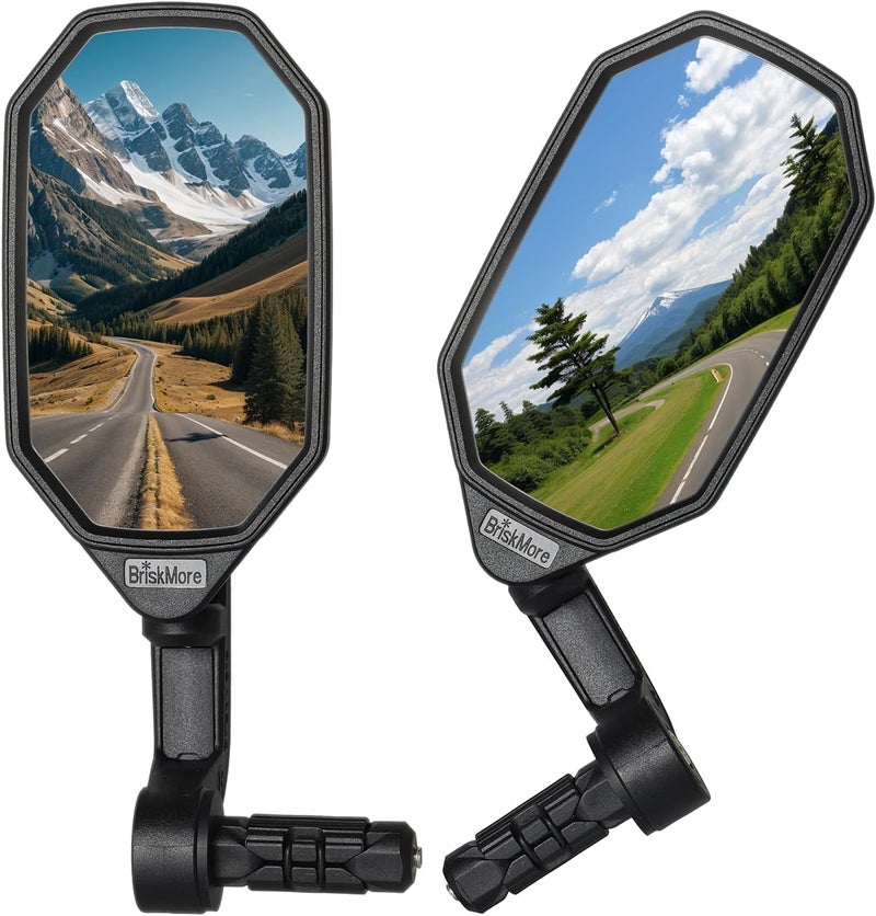 BriskMore Bar End Bike Mirrors, High–Definition Convex Glass Lens for E-Bike Handlebars, Scratch Resistant, Safe Rearview 1 Pair Bicycle Mirror BT-022(Right And Left Side) Spec compliant trusted quality - Image 1