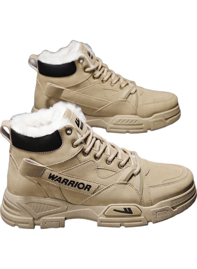 Pull Back أحذية مارتن للرجال من ووريور لخريف وشتاء  أحذية ثلج دافئة من القطن للرجال أحذية عمل للتسلق الجبلي باللون الأسود مقاس 38 - Image 1