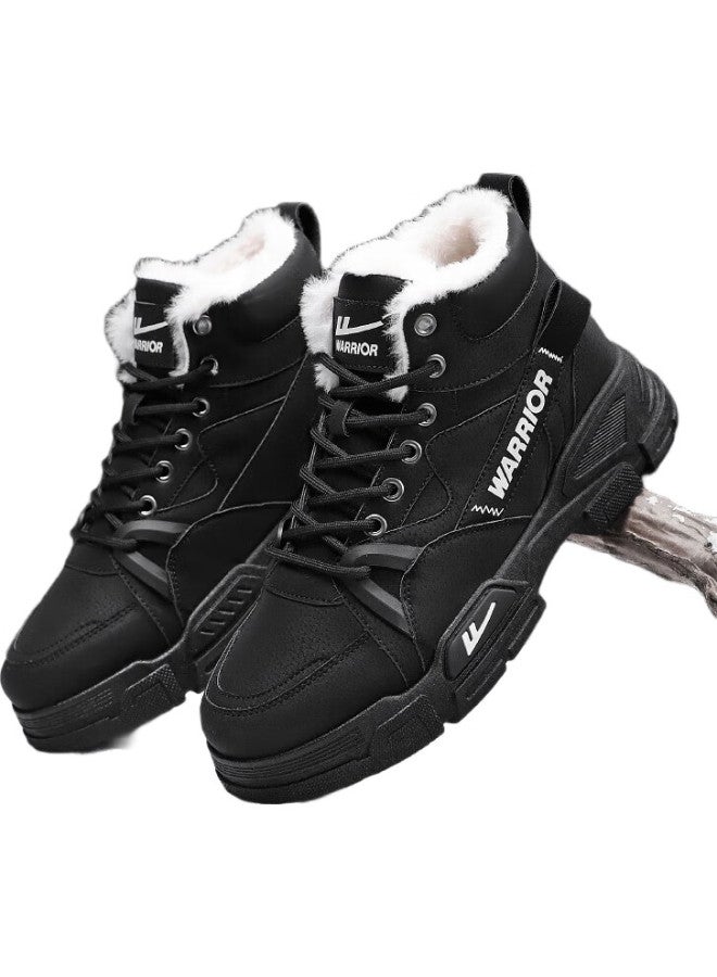 Pull Back أحذية مارتن للرجال من ووريور لخريف وشتاء  أحذية ثلج دافئة من القطن للرجال أحذية عمل للتسلق الجبلي باللون الأسود مقاس 38 - Image 3