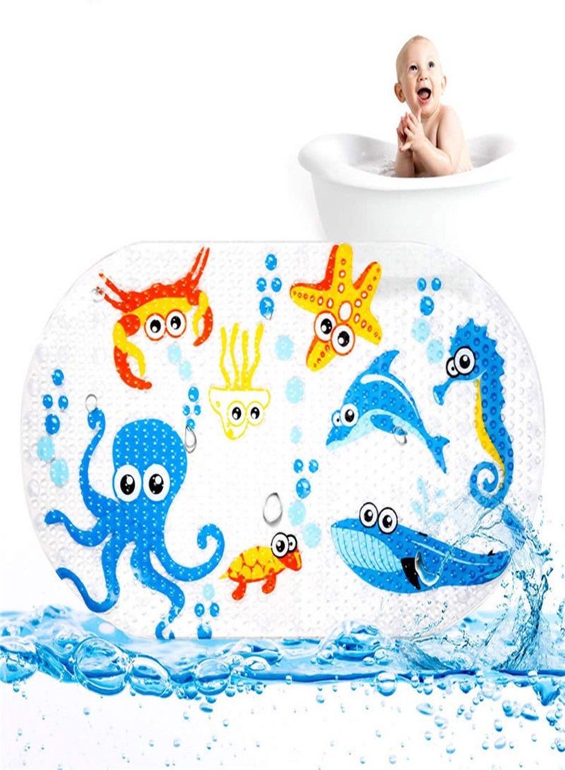 Y&D Cartoon Non-Slip Bathtub Mat for Kids, Kids Shower with Suction Cups Bright Printed Mat, 39x 69cm Machine Washable Bath With Cup For Children - Image 1