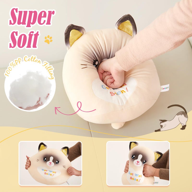 CozyWorld وسادة قطة كوزي وورلد 13.5"" للشفاء العاجل، دمية قطة محشوة ناعمة ولطيفة، هدية للشفاء العاجل للنساء والفتيات والأطفال المرضى، لعبة محشوة لتحسين الحالة الصحية - Image 3