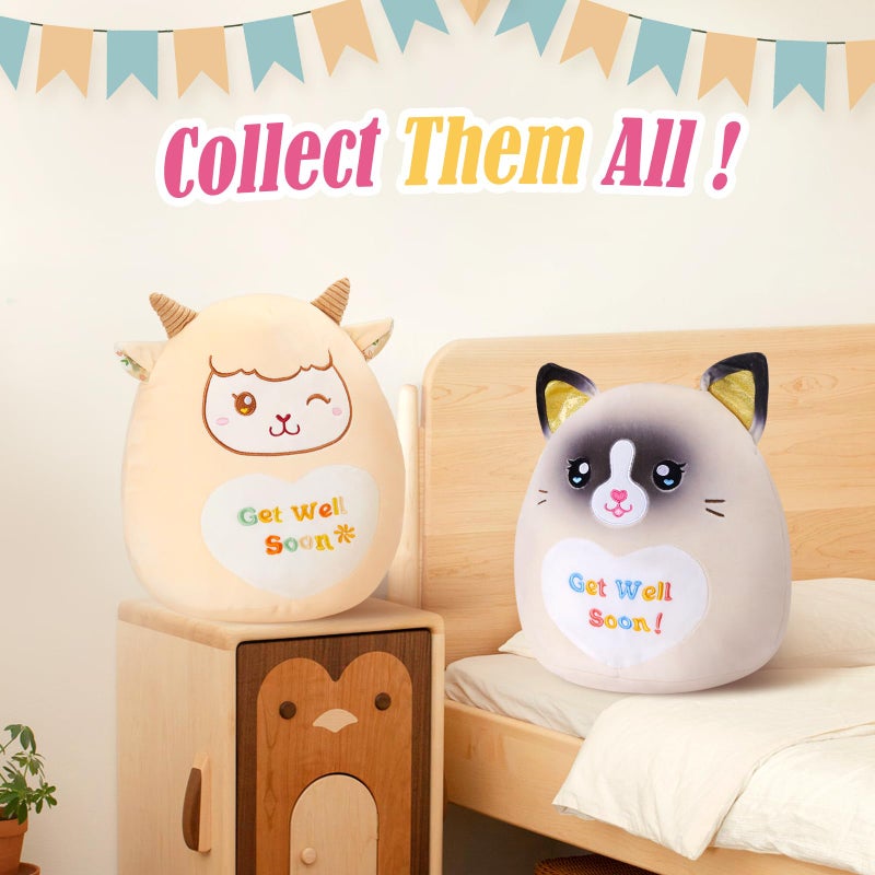 CozyWorld وسادة قطة كوزي وورلد 13.5"" للشفاء العاجل، دمية قطة محشوة ناعمة ولطيفة، هدية للشفاء العاجل للنساء والفتيات والأطفال المرضى، لعبة محشوة لتحسين الحالة الصحية - Image 5