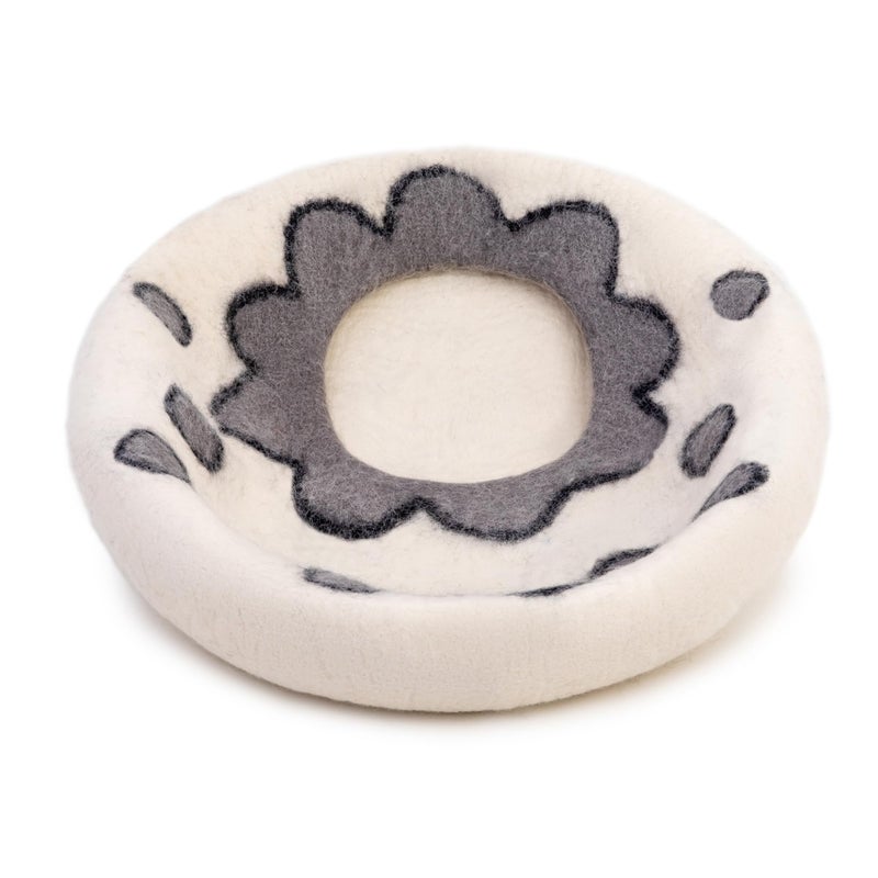 Woolygon Premium Felt Cat Cave Bed â€“ Wool Kitty Beds Handcrafted Kitten Caves Bed for Indoor Cats - Made from 100% Eco-Friendly Merino Wool, Foldable Cat Hidewawy Covered Cat House Pod (Flower Collar) - Image 5