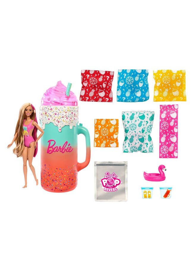 Barbie Pop Reveal Doll & Accessories, Rise & Surprise Fruit Series Gift Set With Scented Doll, Squishy Scented Pet, Color Change, Moldable Sand & More, 15+ Surprises  - Image 3