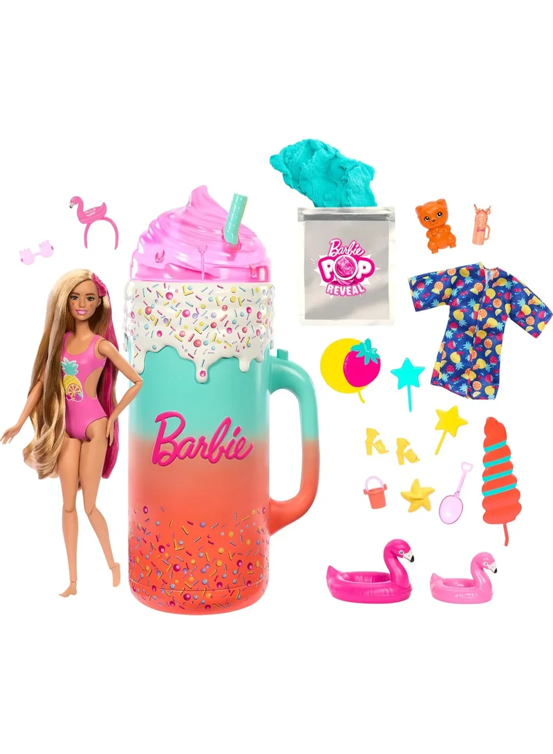Barbie Pop Reveal Doll & Accessories, Rise & Surprise Fruit Series Gift Set With Scented Doll, Squishy Scented Pet, Color Change, Moldable Sand & More, 15+ Surprises