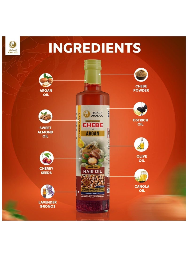 Chebe AMALICO Argan Oil for Hair Growth with Chebe Powder - (250 ML) 10 in 1 Moisturizing hair Growth oil with Argan Oil from Morocco and Chebe Powder for Hair... - Image 3
