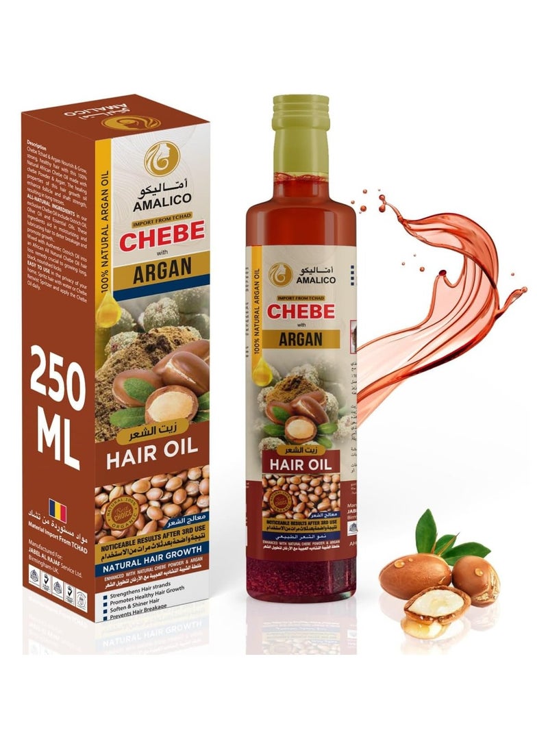 Chebe AMALICO Argan Oil for Hair Growth with Chebe Powder - (250 ML) 10 in 1 Moisturizing hair Growth oil with Argan Oil from Morocco and Chebe Powder for Hair... - Image 1