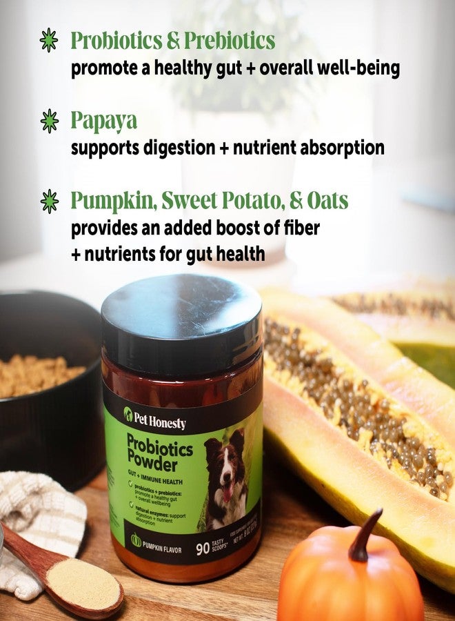 Pet Honesty All-Natural Probiotic & Pumpkin Powder Dog Supplement - Prebiotics, Probiotics, Enzymes & Antioxidants for Healthy Gut Flora, Digestion & Immunity (90 Scoops) - Image 3