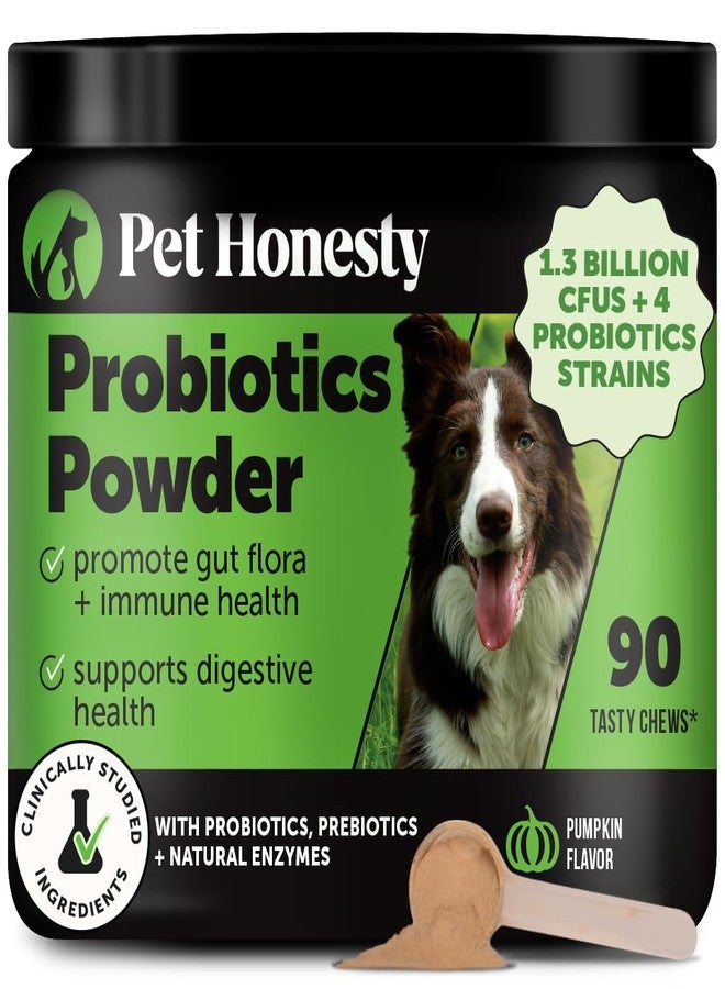 Pet Honesty All-Natural Probiotic & Pumpkin Powder Dog Supplement - Prebiotics, Probiotics, Enzymes & Antioxidants for Healthy Gut Flora, Digestion & Immunity (90 Scoops) - Image 1