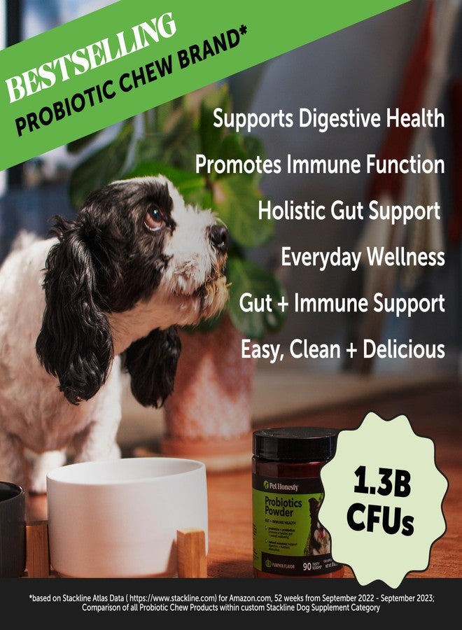Pet Honesty All-Natural Probiotic & Pumpkin Powder Dog Supplement - Prebiotics, Probiotics, Enzymes & Antioxidants for Healthy Gut Flora, Digestion & Immunity (90 Scoops) - Image 2