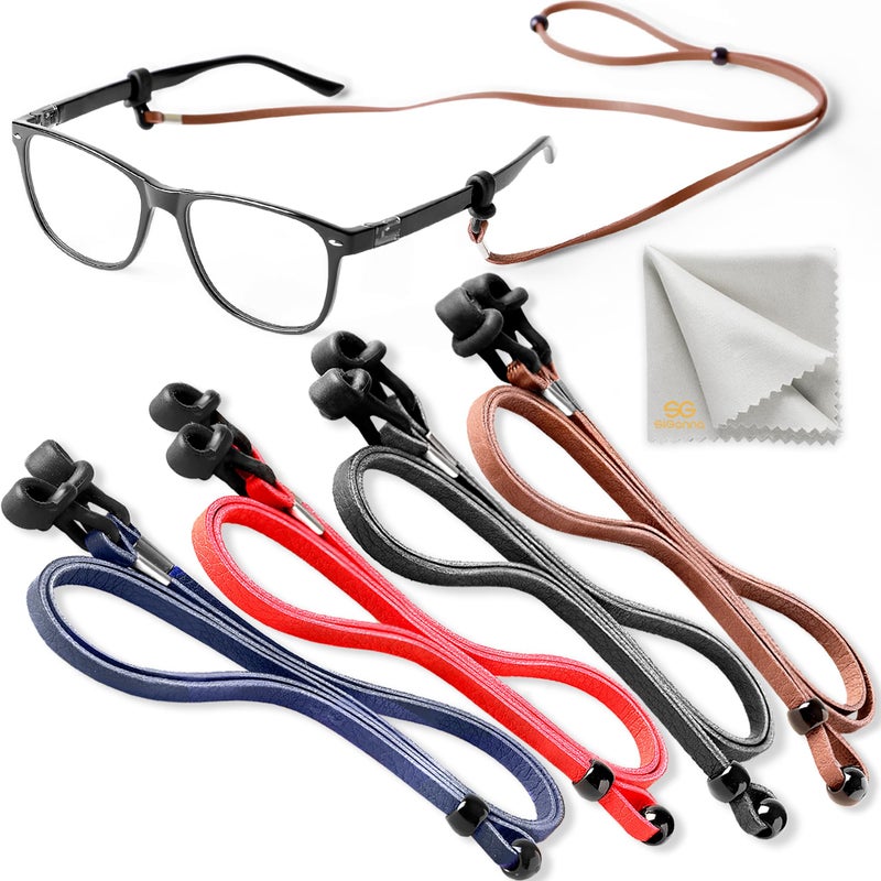 SIGONNA Eyeglass Chains for Women Men - Premium ECO Leather Glasses Strap Holder - Eyeglasses Chain Cords String - Eyeglass Lanyards Holders Around Neck - Image 1