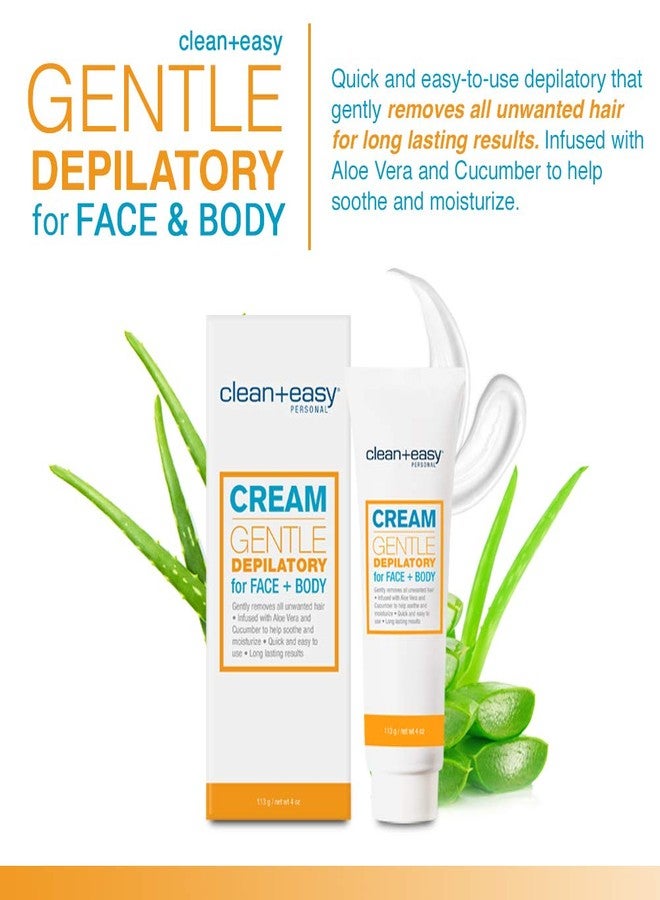 Clean + Easy Gentle Depilatory Hair Removal Cream – Sensitive Skin Formula for Face, Body, & Bikini Area, Smooth Hair Remover for Legs & Arms, At Home Use, 4 oz, 1 Pack - Image 3