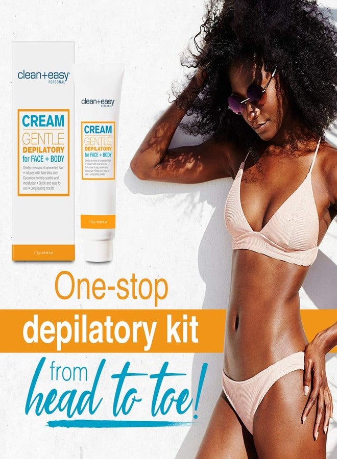 Clean + Easy Gentle Depilatory Hair Removal Cream – Sensitive Skin Formula for Face, Body, & Bikini Area, Smooth Hair Remover for Legs & Arms, At Home Use, 4 oz, 1 Pack - Image 2