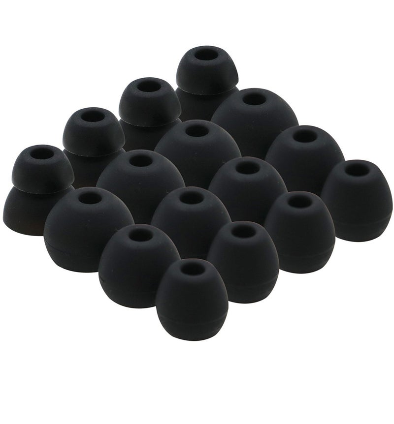 JNSA 16pcs Black Replacement Ear Tips Ear Buds Ear Gels for Beats by dr dre Powerbeat s Pro Eartips Earbuds Eargels for Powbeat Pro/Beat s Flex/Beat s X, SML &Double Flange, Black - Image 1