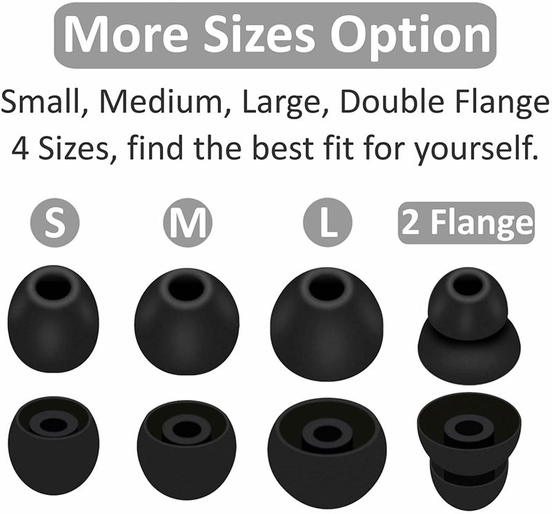 JNSA 16pcs Black Replacement Ear Tips Ear Buds Ear Gels for Beats by dr dre Powerbeat s Pro Eartips Earbuds Eargels for Powbeat Pro/Beat s Flex/Beat s X, SML &Double Flange, Black - Image 2