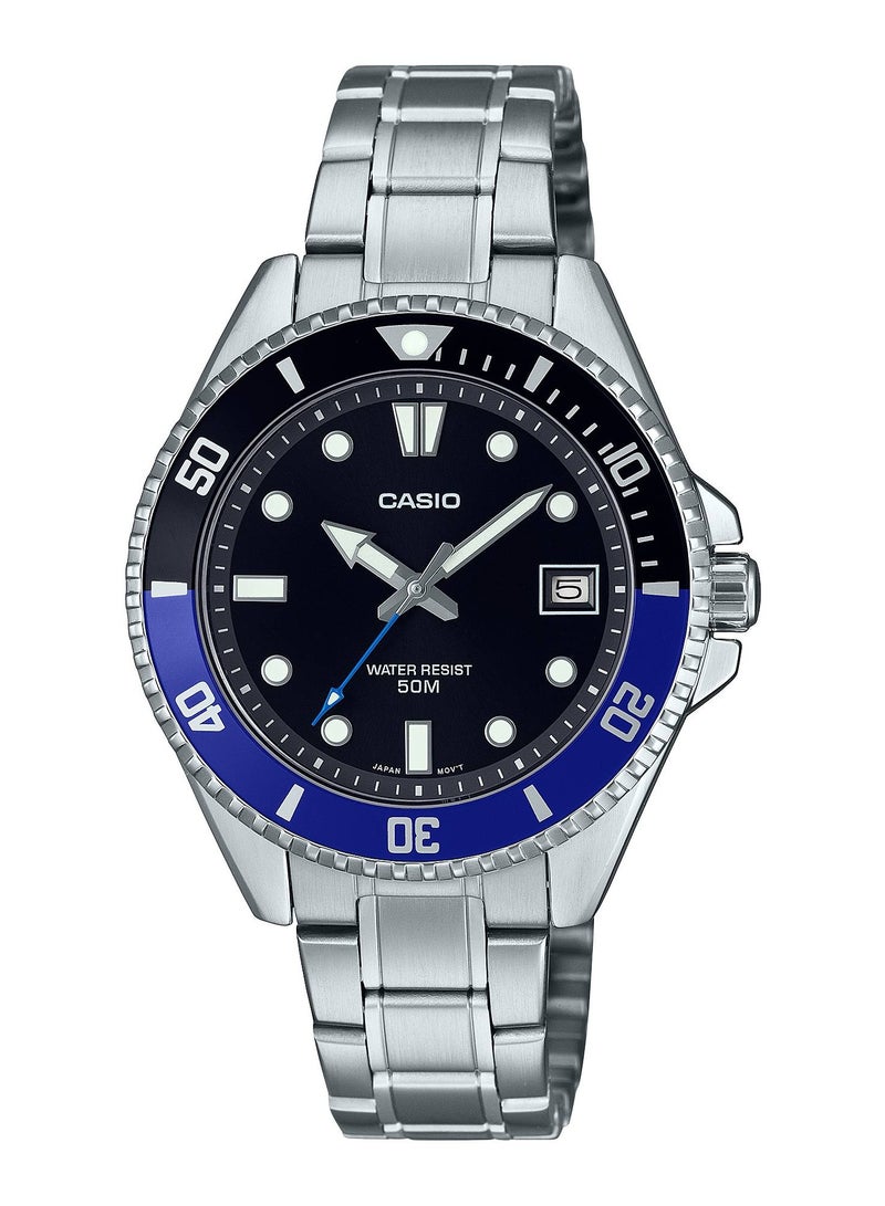 CASIO Ladies Quartz Black Dial Batman Stainless Steel Watch MDV-10D-1A2VDF - Image 1