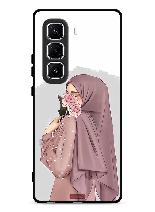 Tolwak غطاء حماية إنفينكس هوت 50 برو 4G مع فنون فتاة تحمل الورود - Image 1