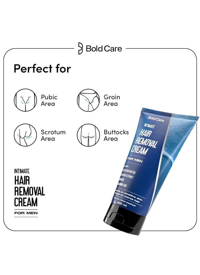 Bold Care Bold Care Intimate Hair Removal Cream for Men – Fast & Painless, Soothing for Unwanted Coarse Pubic Hair - 100ml  - Image 3
