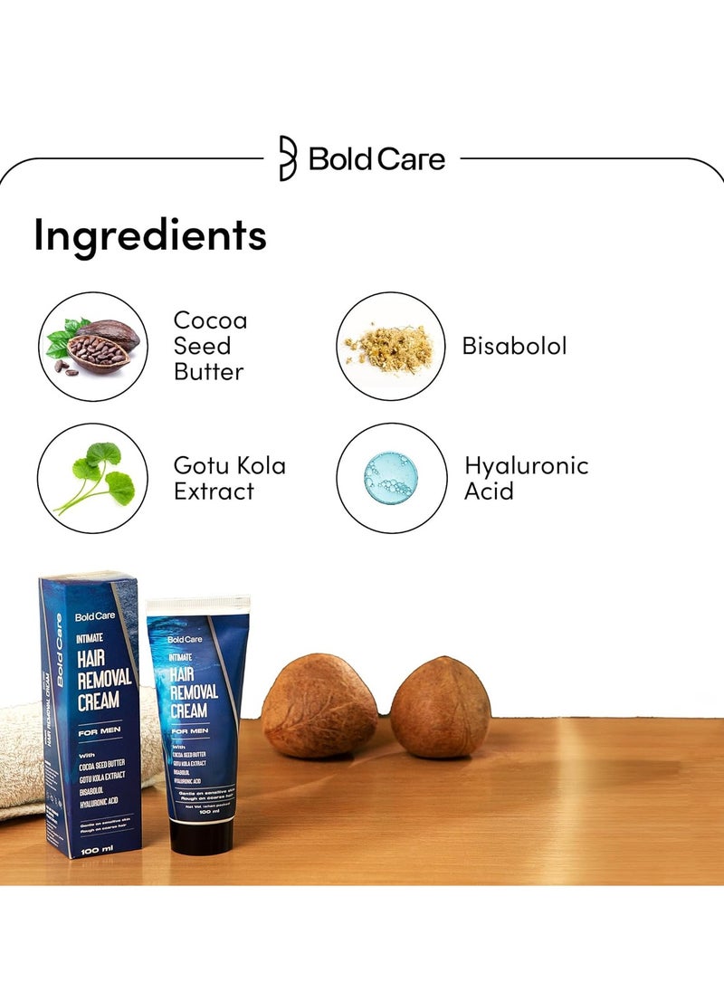 Bold Care Bold Care Intimate Hair Removal Cream for Men – Fast & Painless, Soothing for Unwanted Coarse Pubic Hair - 100ml  - Image 5