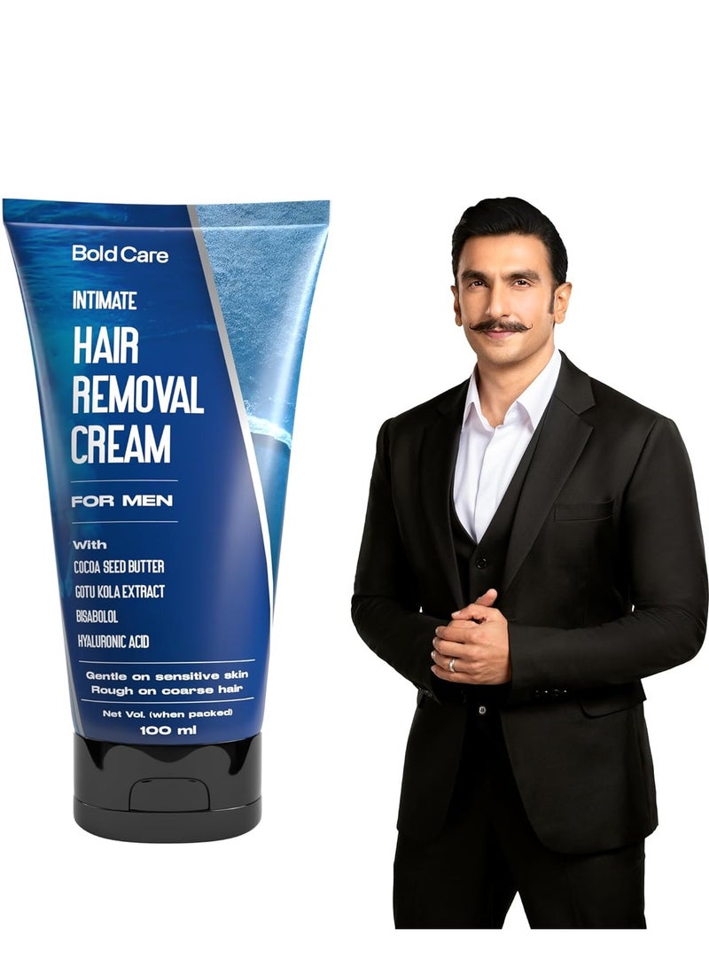 Bold Care Intimate Hair Removal Cream for Men – Fast & Painless, Soothing for Unwanted Coarse Pubic Hair - 100ml - Image 1